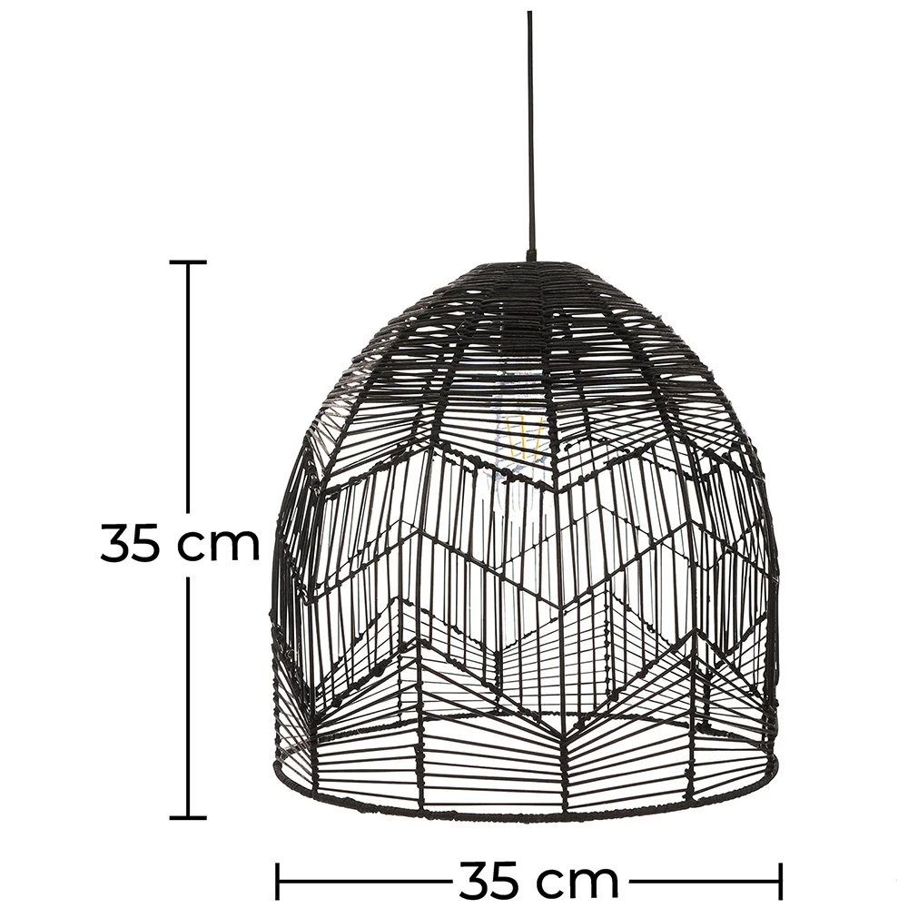 Schwarze Rattan-Deckenlampe - Boho-Bali-Design-Pendelleuchte - Le image 10