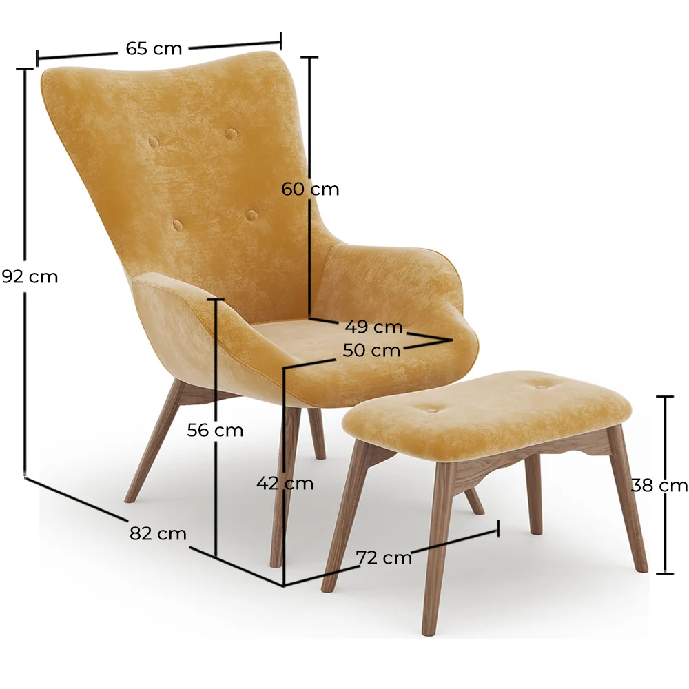 Sessel mit Fußstütze - In Samt bezogen - Skandinavischer Stil - Huda image 10