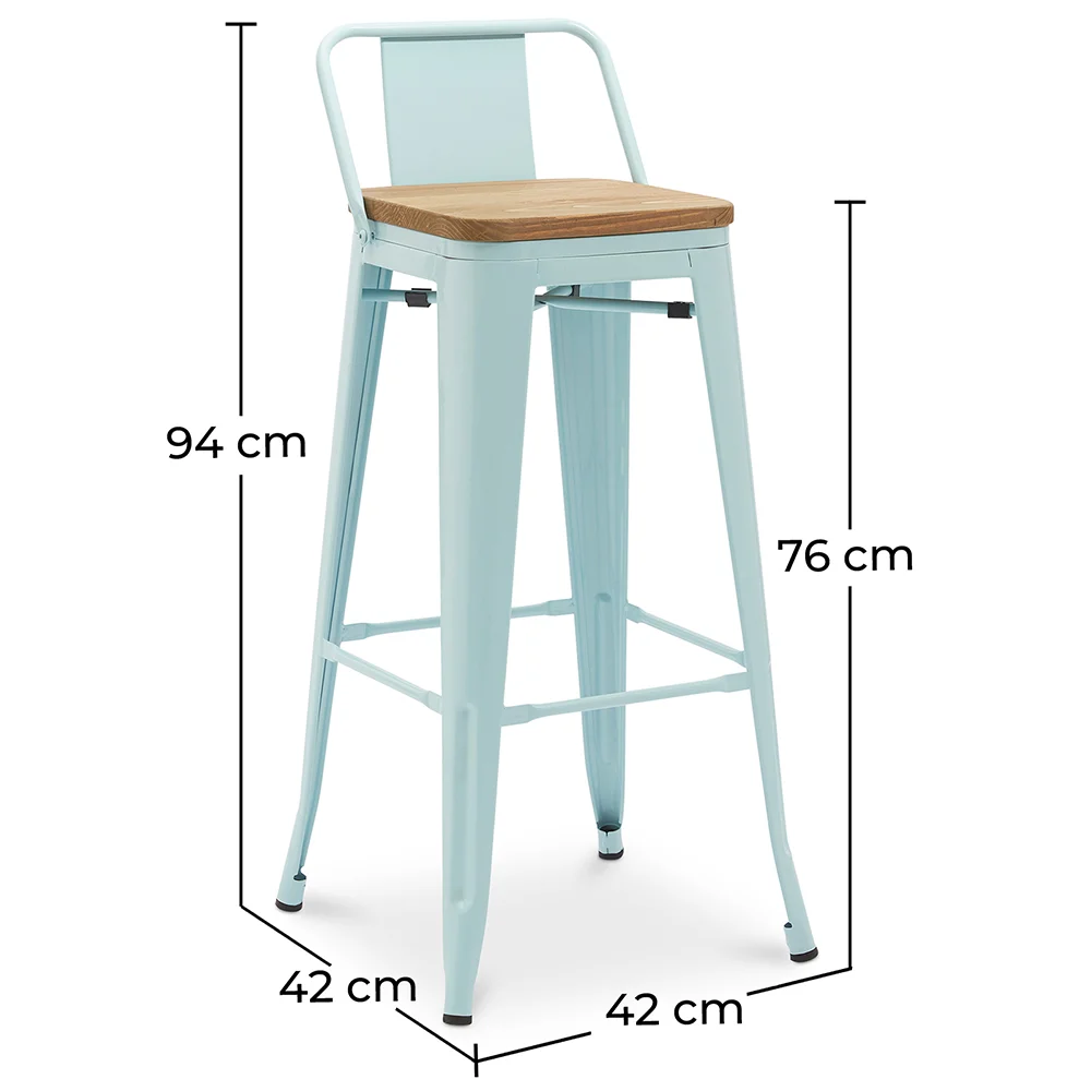 Barhocker mit Rückenlehne - Industriedesign - Holz & Stahl - 76cm - New Edition - Stylix image 10