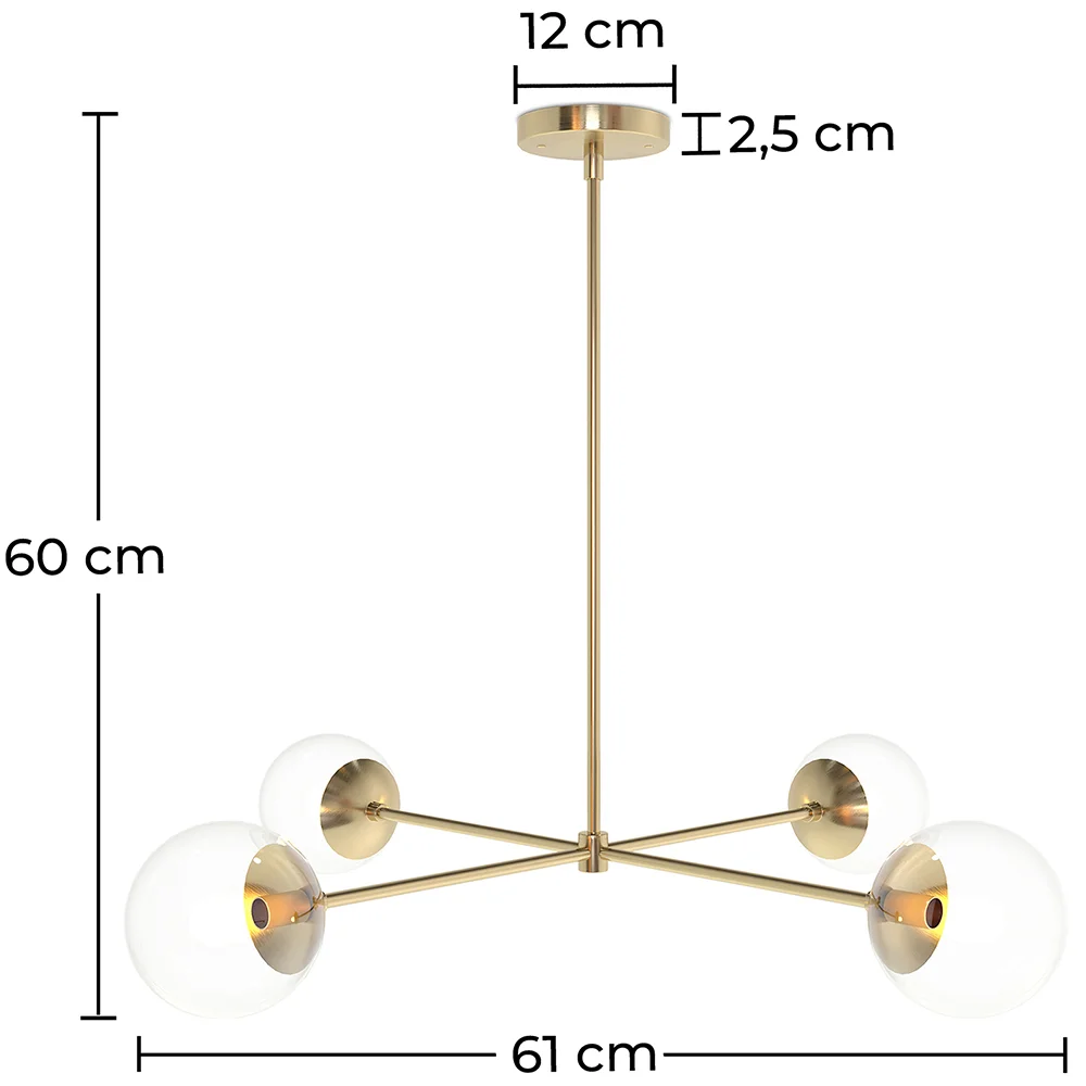Deckenlampe in Gold - Design-Pendelleuchte - 4 Arme - Luba image 10