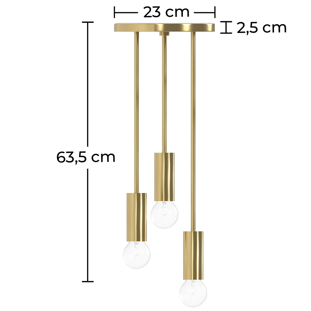 Goldene Deckenlampe - 3-armige Pendelleuchte - Troy image 10