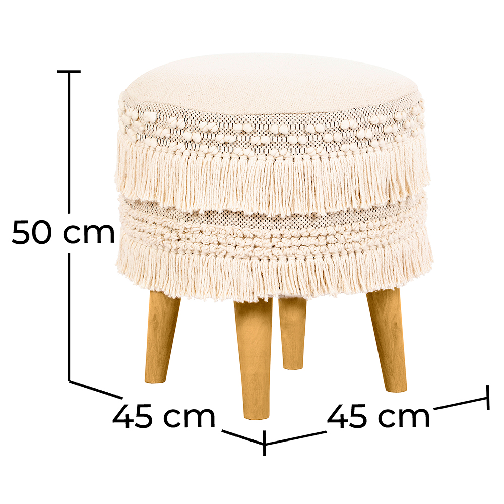 Runder Pouf Hocker - Boho Bali Stil - Debra  image 10