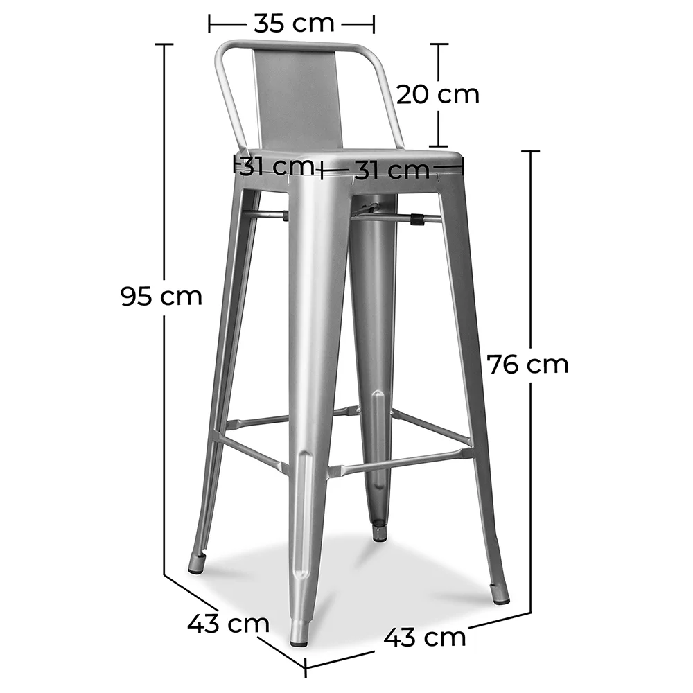 Barhocker mit Rückenlehne - Industriedesign - 76cm - New Edition - Stylix image 10