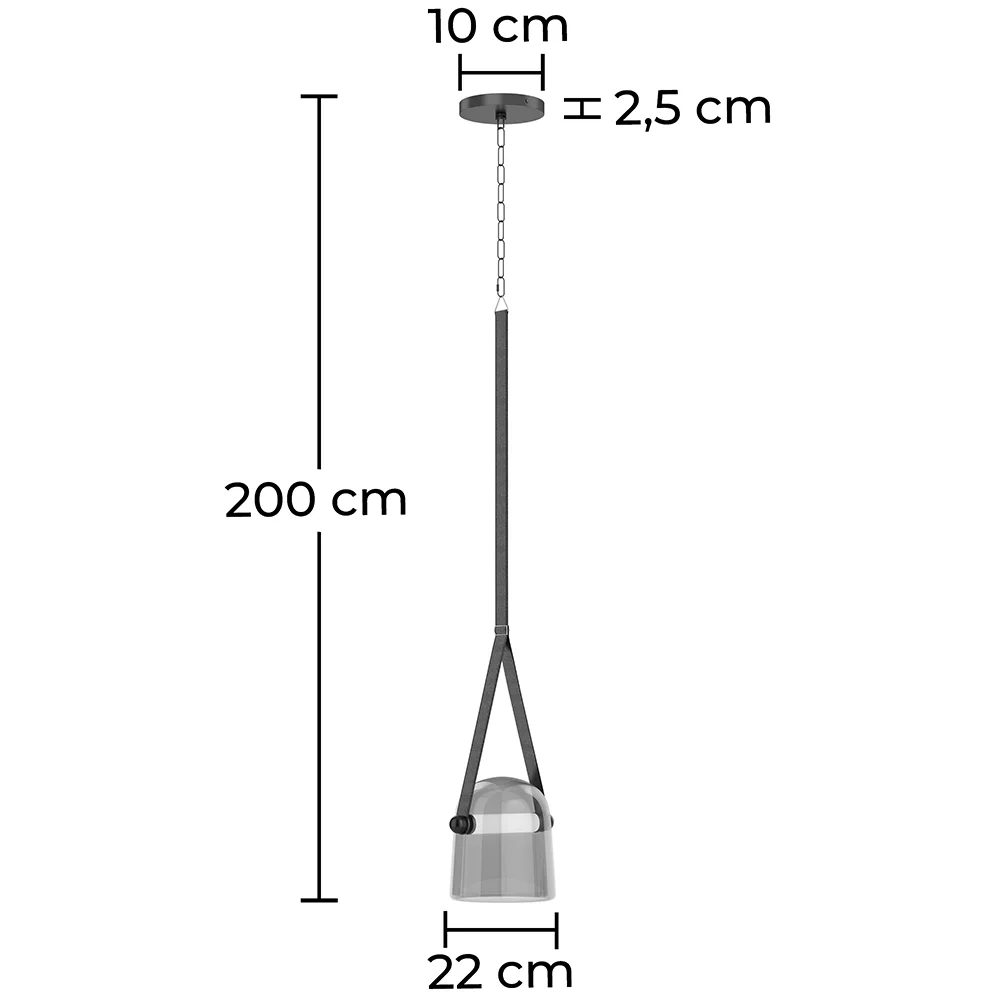 Deckenlampe - Pendelleuchte - Leder und Glas - Bim image 10