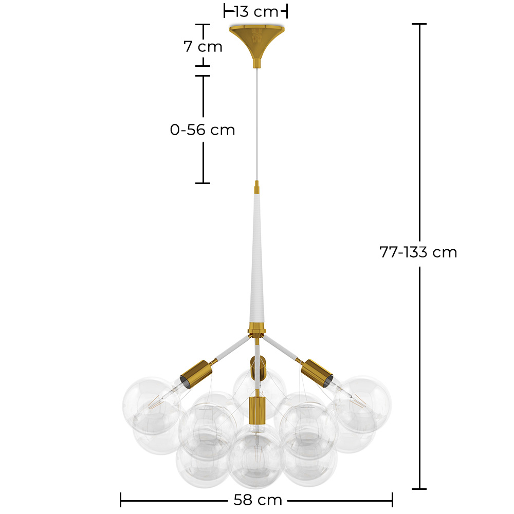 Deckenlampe mit Glaskugeln - Design Pendelleuchte - 12 Kugeln - Glaub image 10