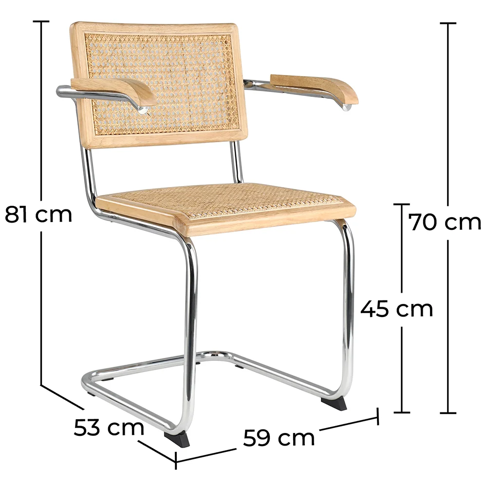 Esszimmerstuhl mit Armlehnen - Vintage Design - Holz und Rattan - Bruna image 10