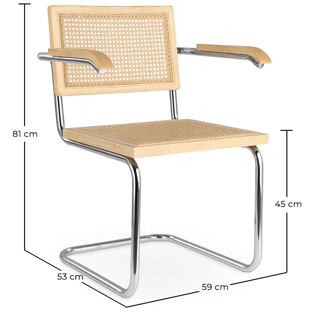 Esszimmerstuhl mit Armlehnen - Vintage Design - Holz und Rattan - Bruna image 10