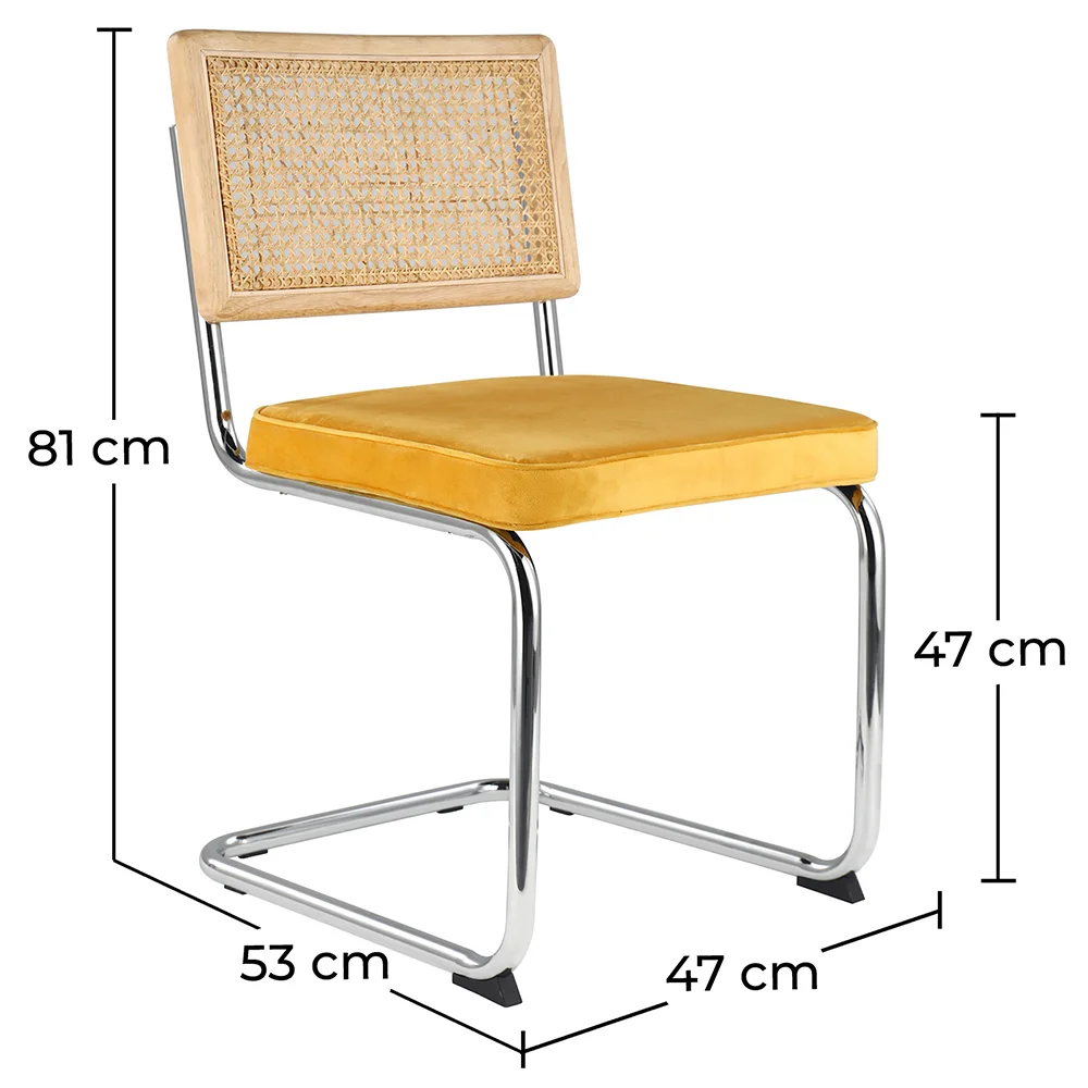 Esszimmerstuhl - gepolstert in Samt - Holz und Rattan - Martha image 10