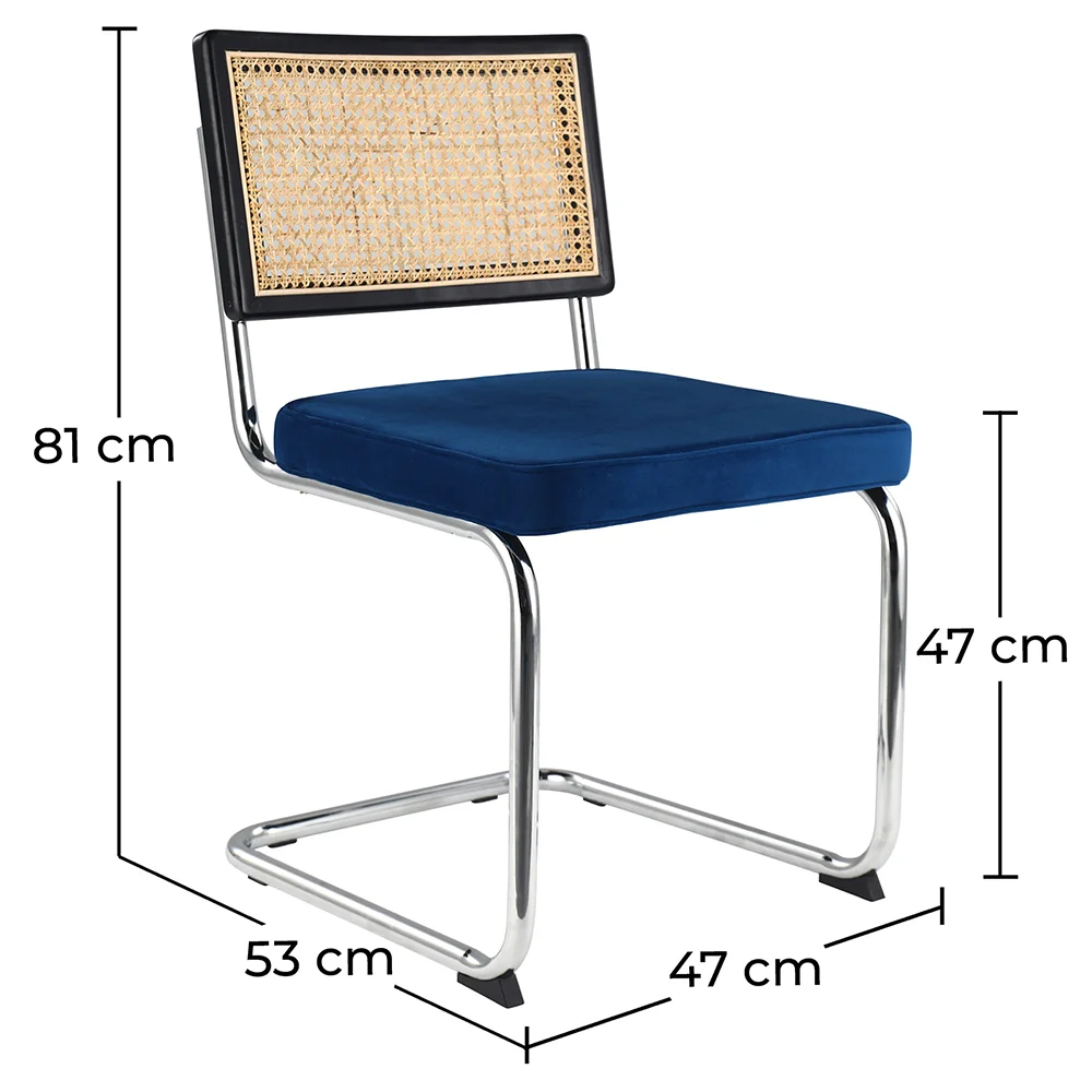 Esszimmerstuhl - gepolstert in Samt - Holz und Rattan - Hyre image 10