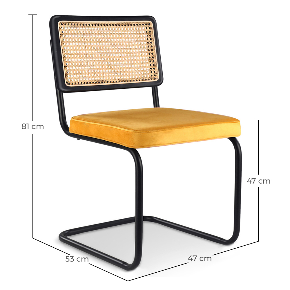 Esszimmerstuhl - Samtpolsterung - Holz & Rattan - Puila image 10