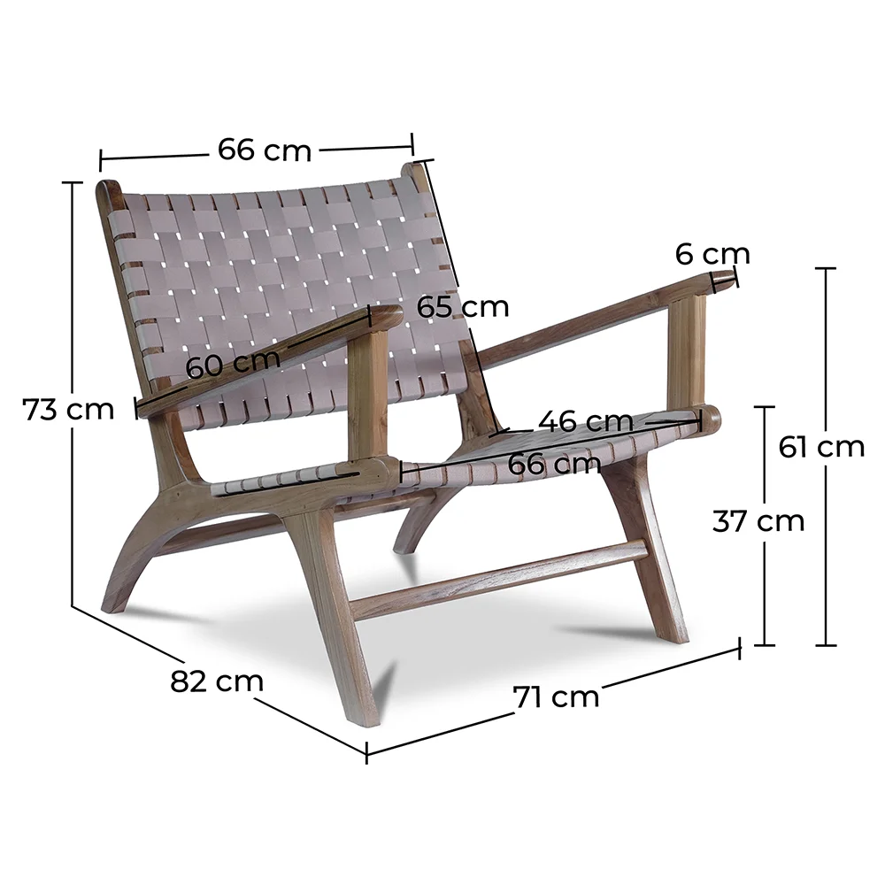 Loungesessel mit Armlehnen - Boho Bali Design Armchair - Holz und Leinen - Recia image 10