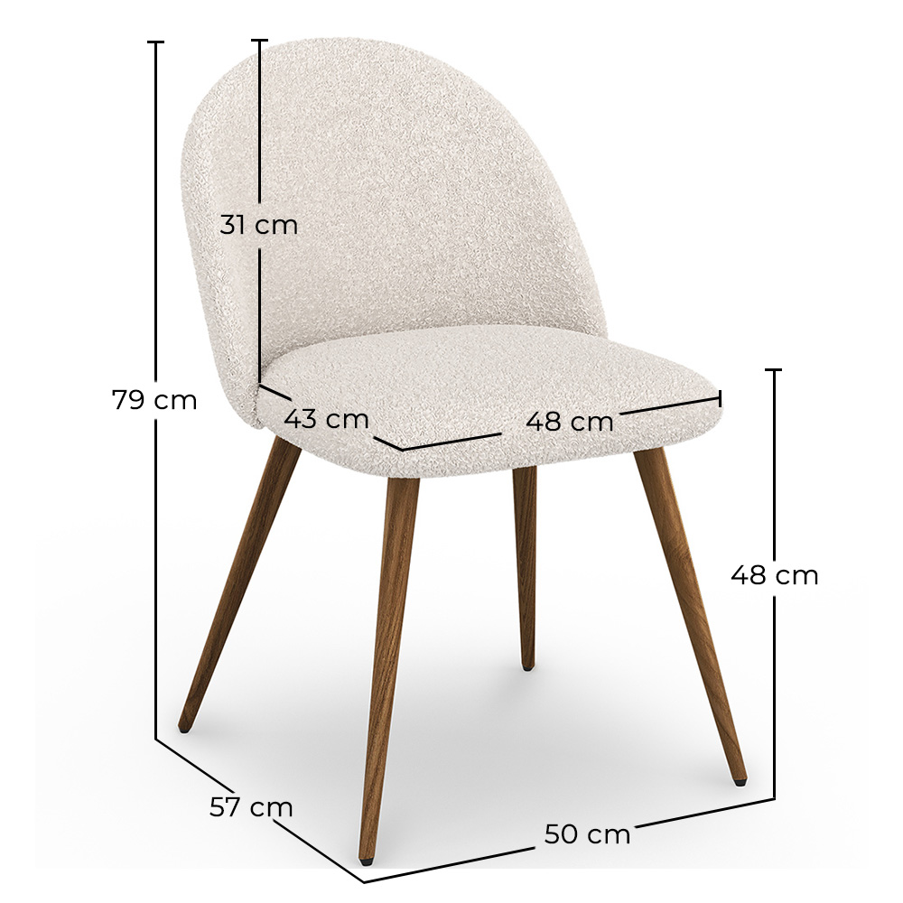 Esszimmerstuhl - gepolstert mit Bouclé-Stoff - Skandinavisches - Evelyne image 10