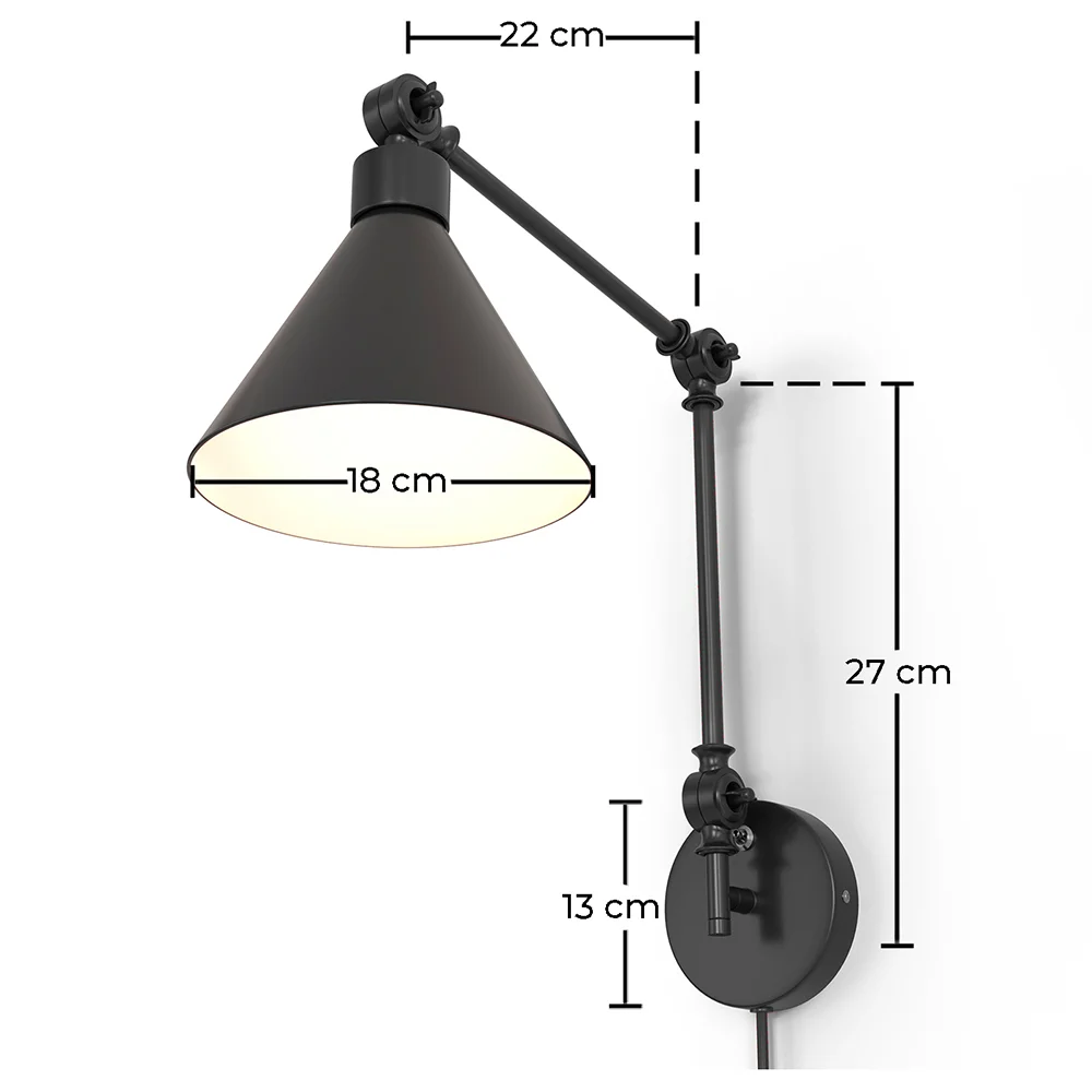 Wandleuchte - Bewegliche Leselampe - Schwarz image 10