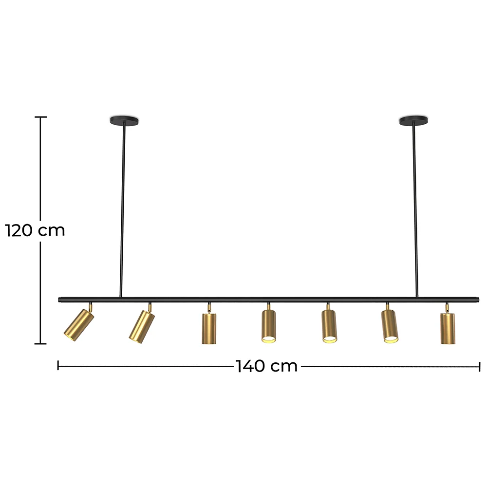 Hängelampe – Schiene mit 7 einstellbaren goldfarbenen Spots – 140 cm image 10