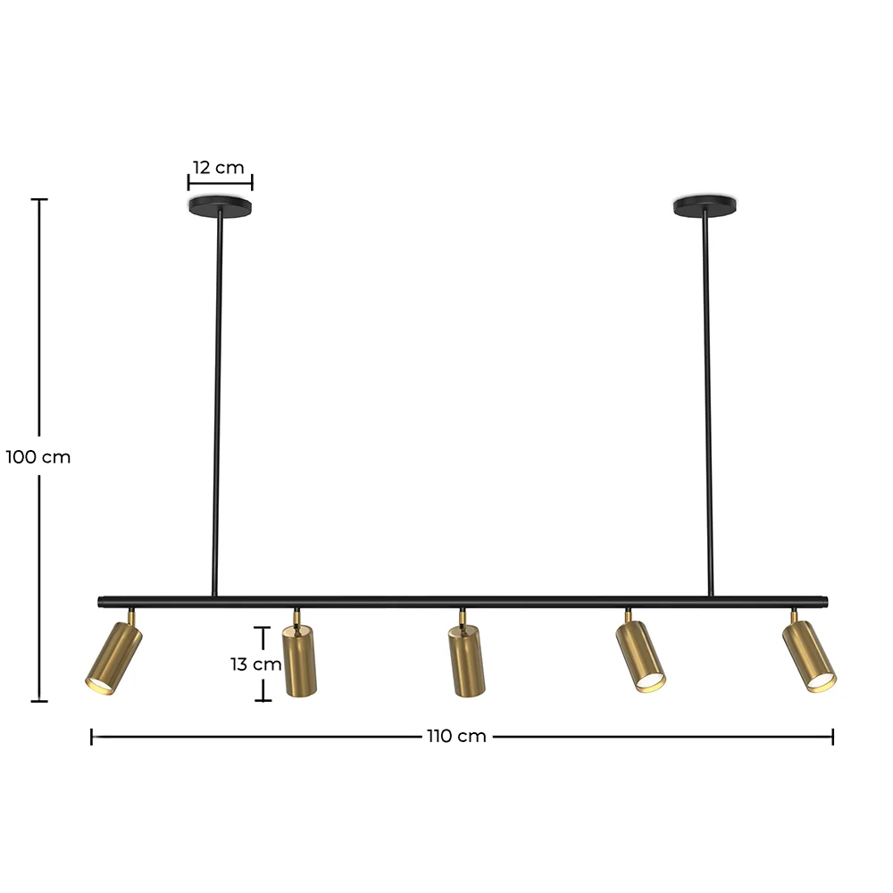 Hängeleuchte – Schiene mit 5 einstellbaren goldfarbenen Spots – 110 cm image 10
