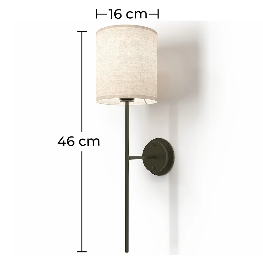 Wandleuchte – schwarzes Metall mit Stofflampenschirm – Dena image 10