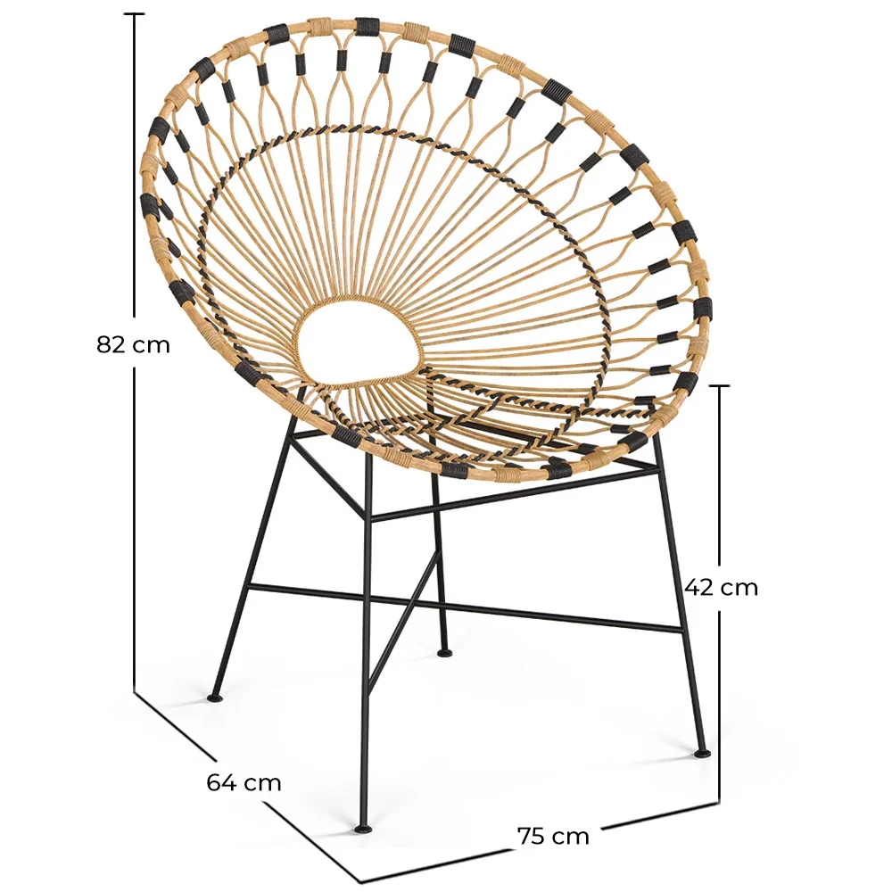  Runder Outdoor-Sessel aus synthetischem Rattan - Boho-Bali-Design - Elsa image 10