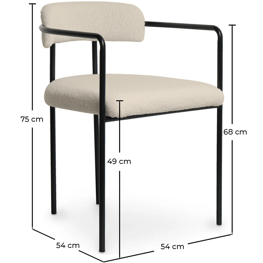 Gepolsterter Esszimmerstuhl - Weißer Bouclé - Garne image 10
