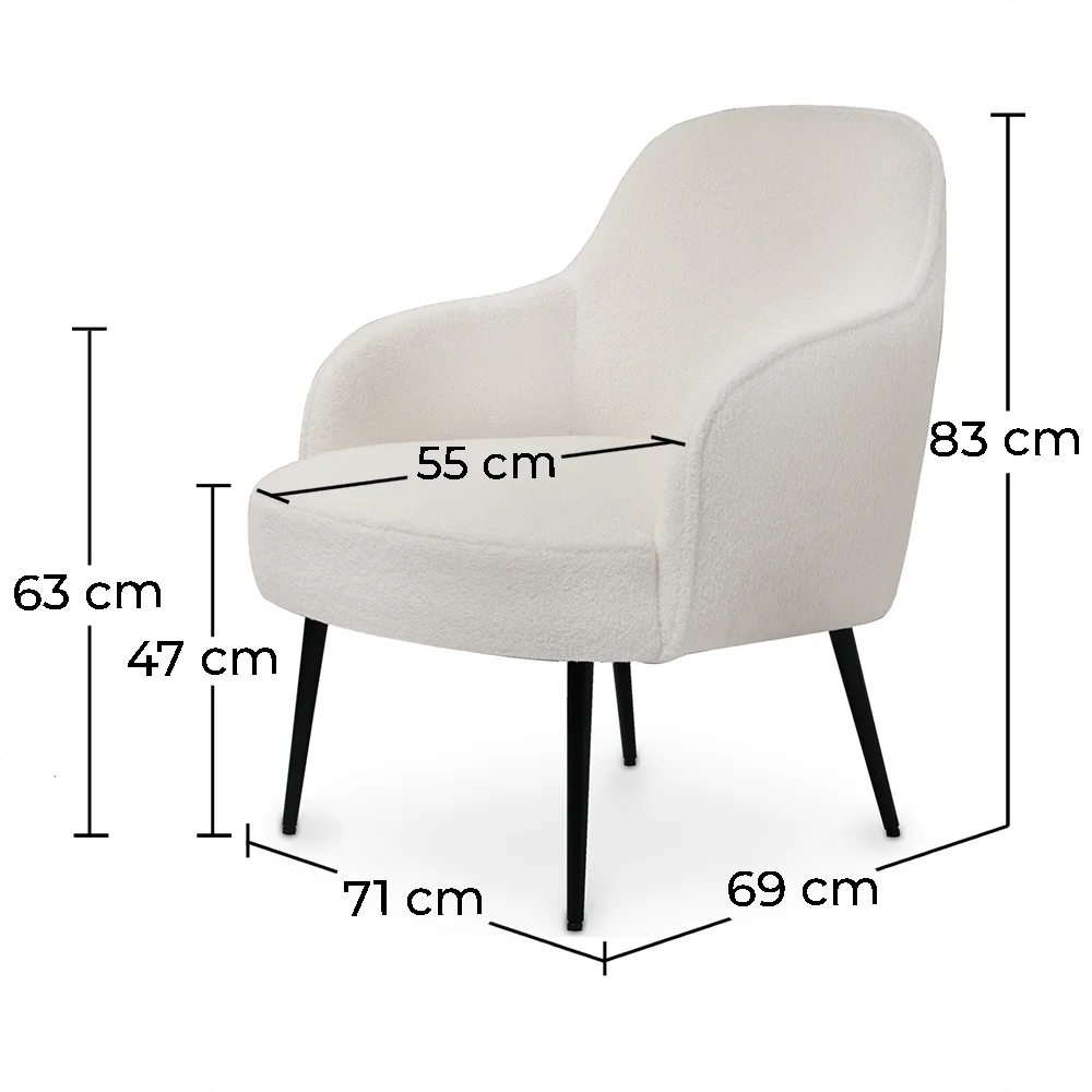 Gepolsterter Sessel - Weißes Bouclé - Hyra image 10