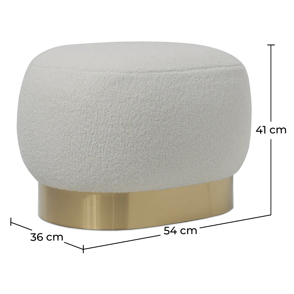 Luxuriöser Fußstuhl Pouf - Weißer Bouclé - Luxe image 10