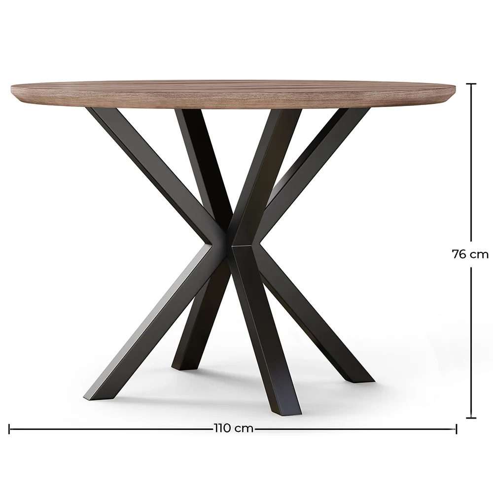 Runder Esstisch - Industrial Style - Holz und Metall - Bayron image 10