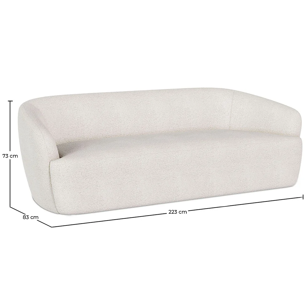 Gebogener 3-Sitzer-Bouclé-Stoffsofa - Bold image 10