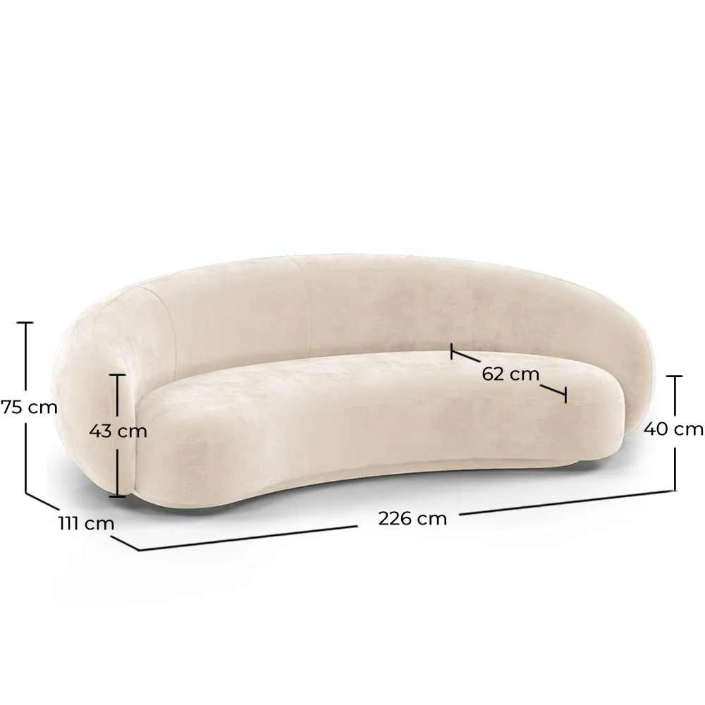 Gebogener Samtsofa - 3/4 Sitze - Souta image 10