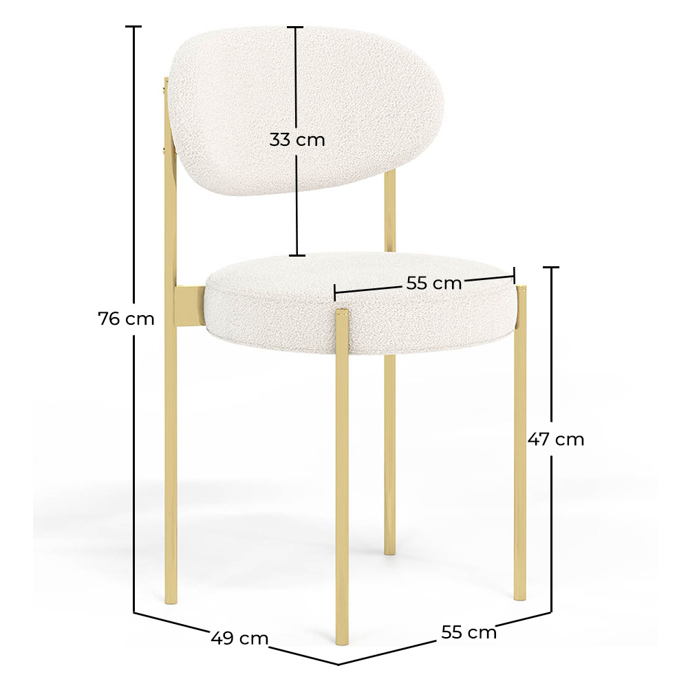 Esszimmerstuhl - Bezug aus Bouclé-Stoff - Goldener Metallrahmen - Margot image 10