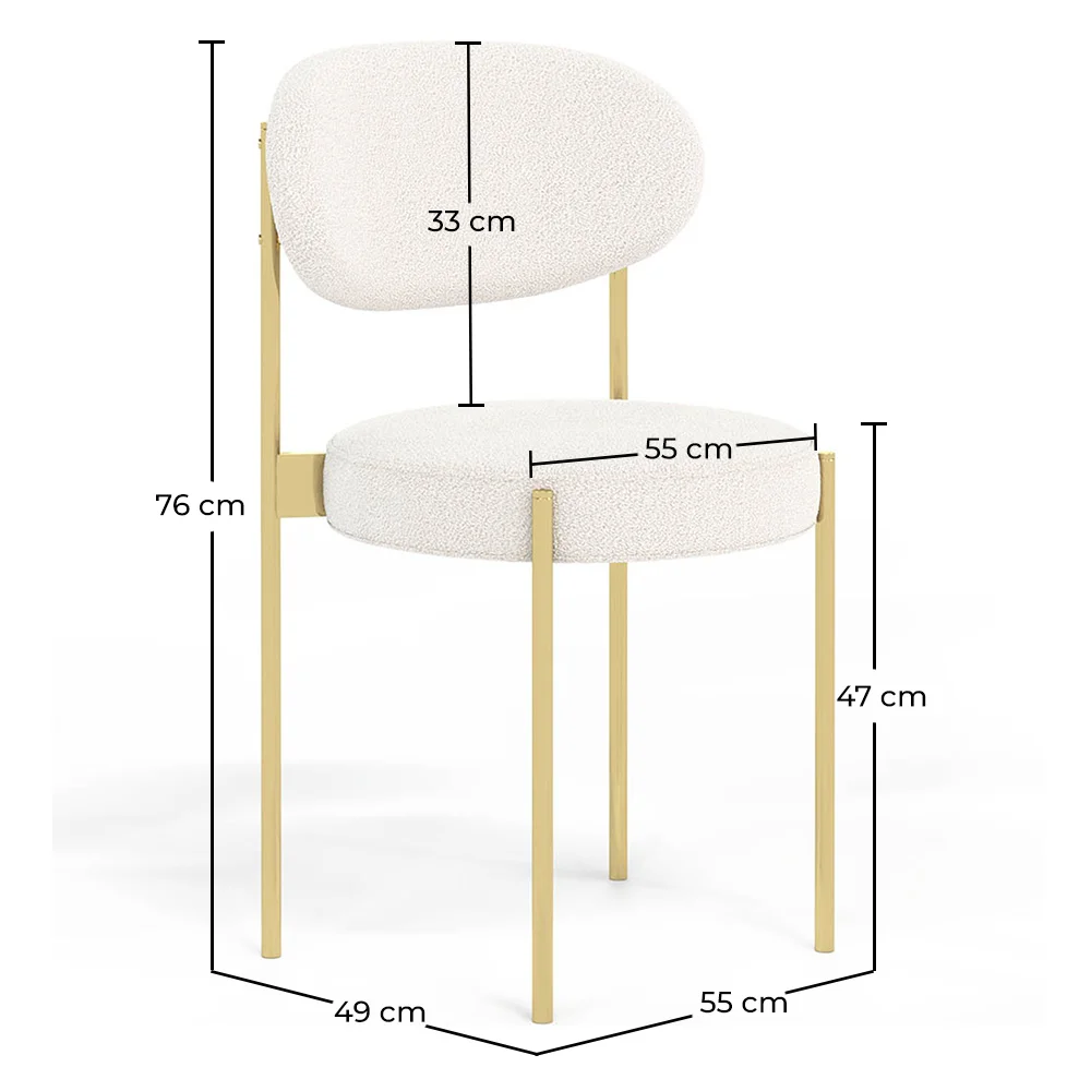 4er-Pack - Esszimmerstuhl - Bezug aus Bouclé-Stoff - Goldener Metallrahmen - Margot image 10