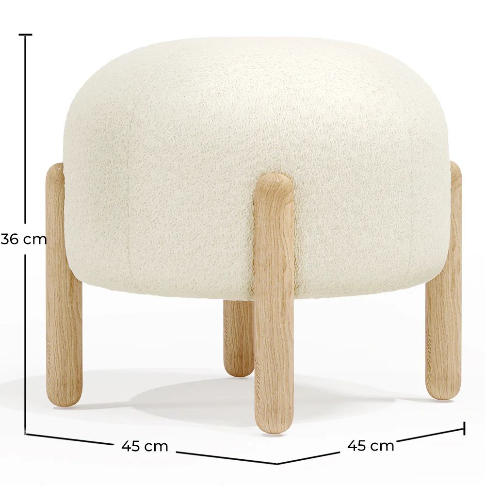  Niedriger Hocker Gepolstert in Bouclé - Curve image 10