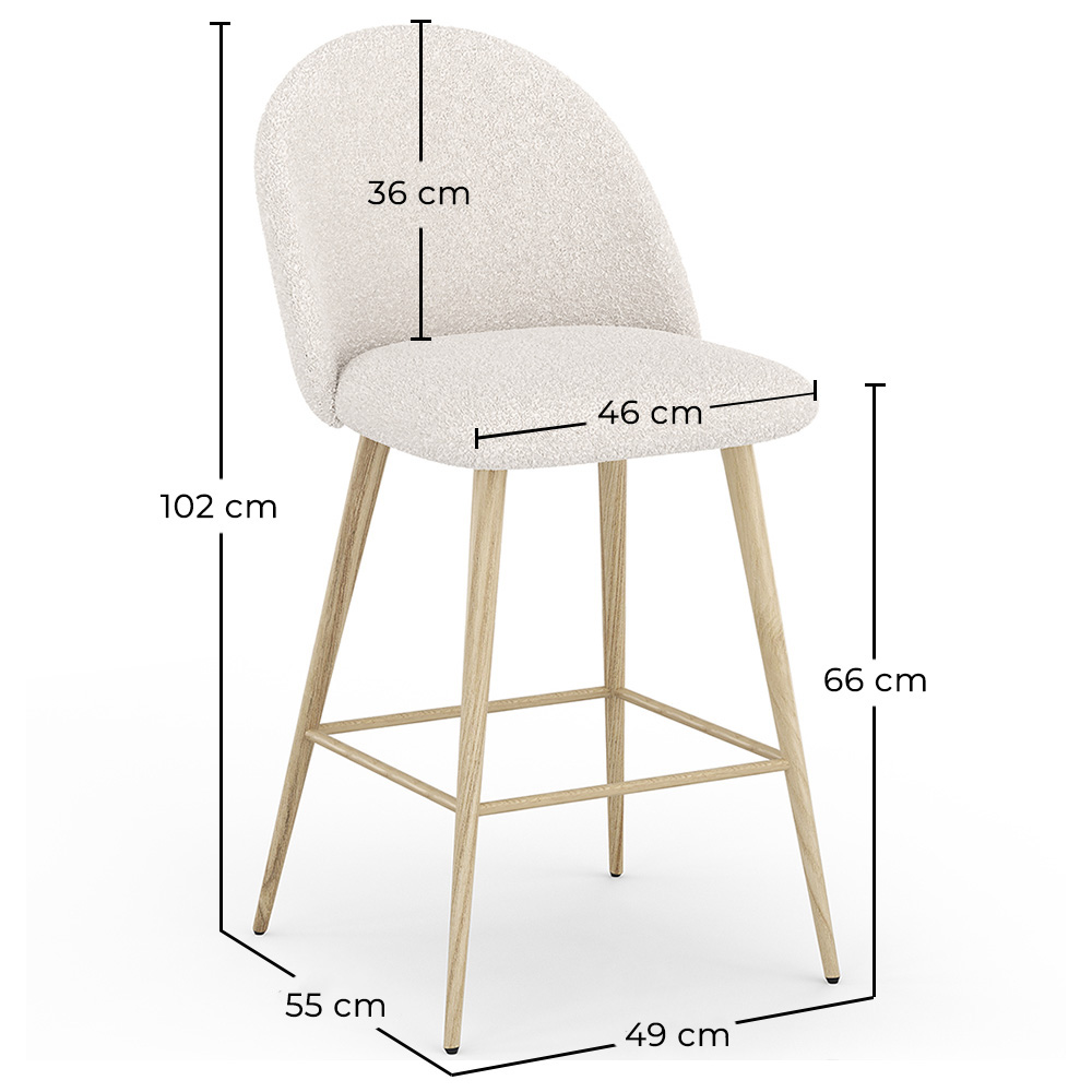 Hocker gepolstert mit Bouclé-Stoff - Skandinavisches Design - 66cm - Evelyne image 10