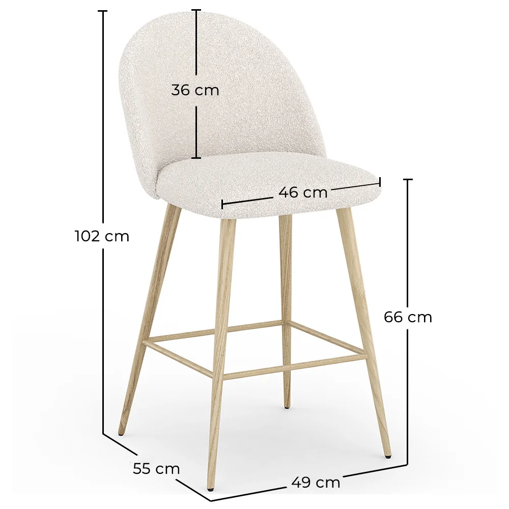 Hocker gepolstert mit Bouclé-Stoff - Skandinavisches Design - 66cm - Evelyne image 10