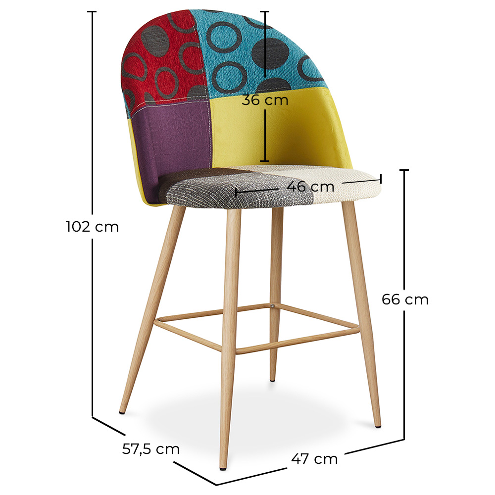 Gepolsterter Hocker im Patchwork-Stil - Skandinavischer Stil - 66cm - Evelyne image 10