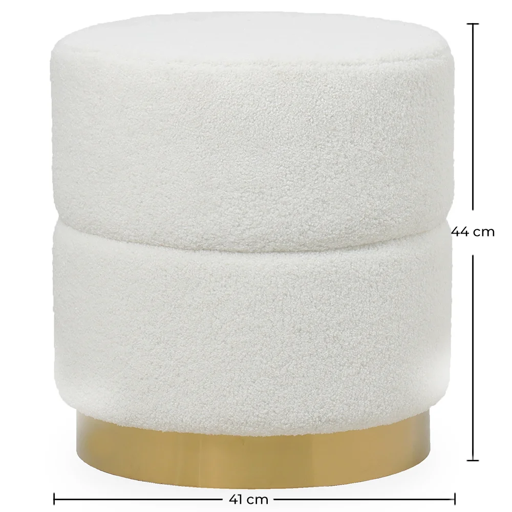 Runder Pouf bezogen mit Bouclé-Stoff - Gabby image 10