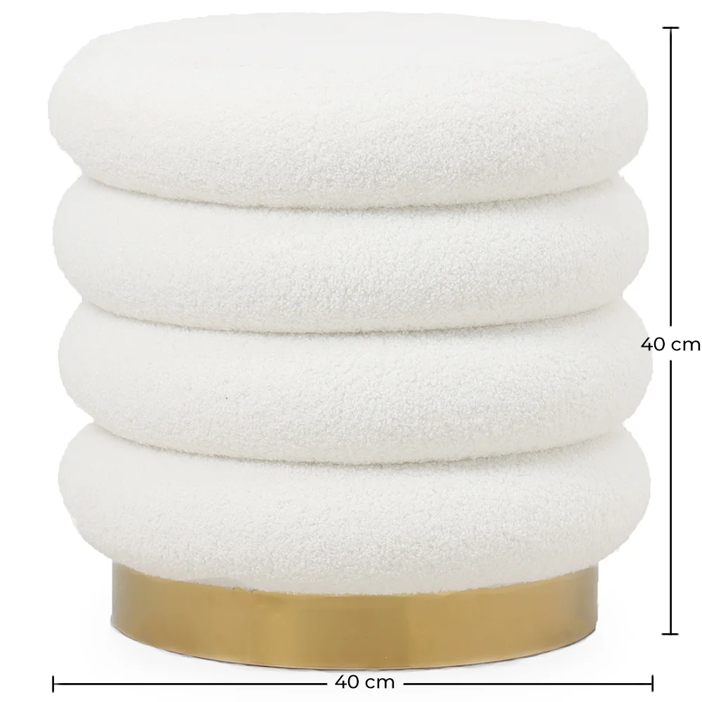 Runder Pouf bezogen mit Bouclé-Stoff - Gereth image 10