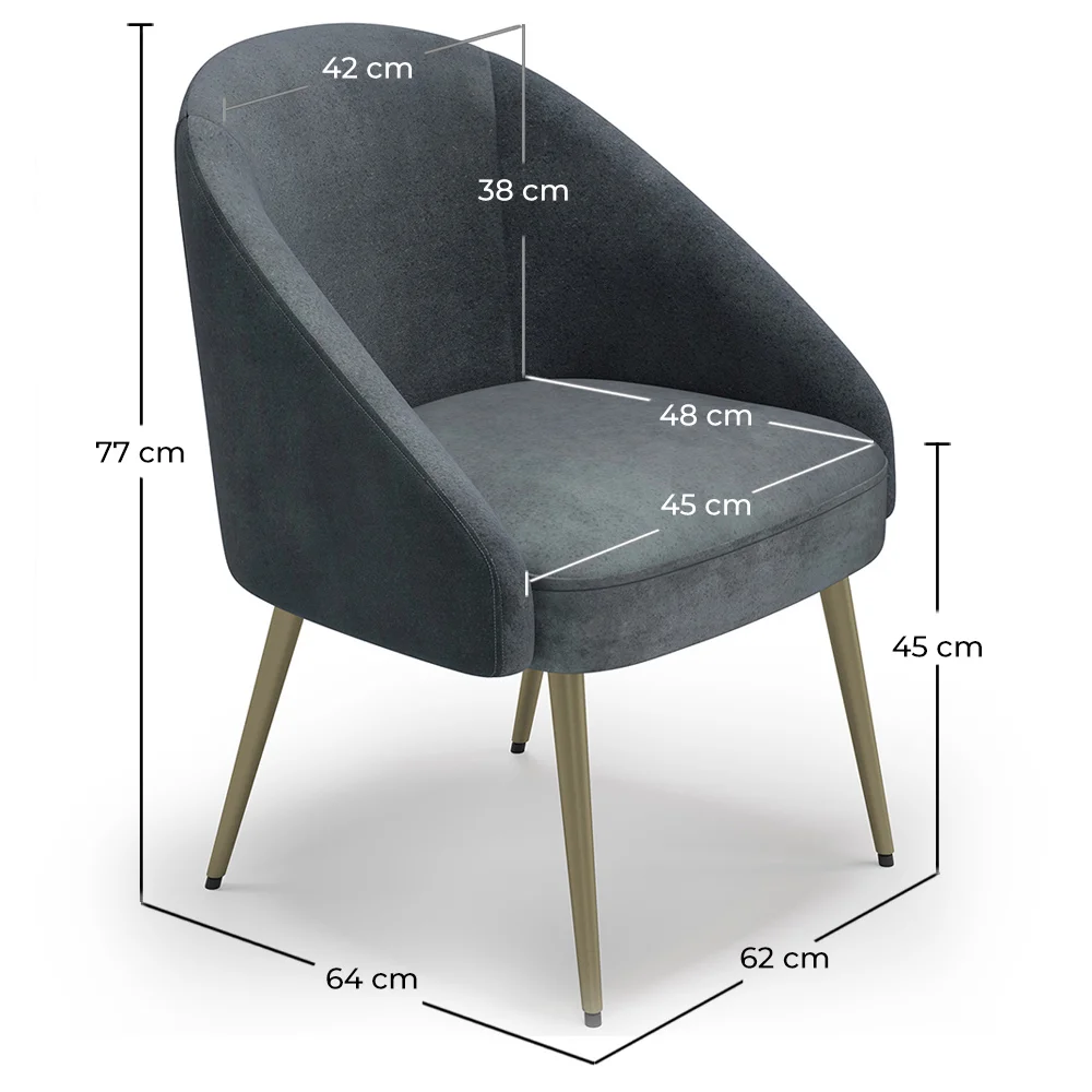 Design-Sessel - In Samt bezogen - Goldenes Bein - Wasda image 10