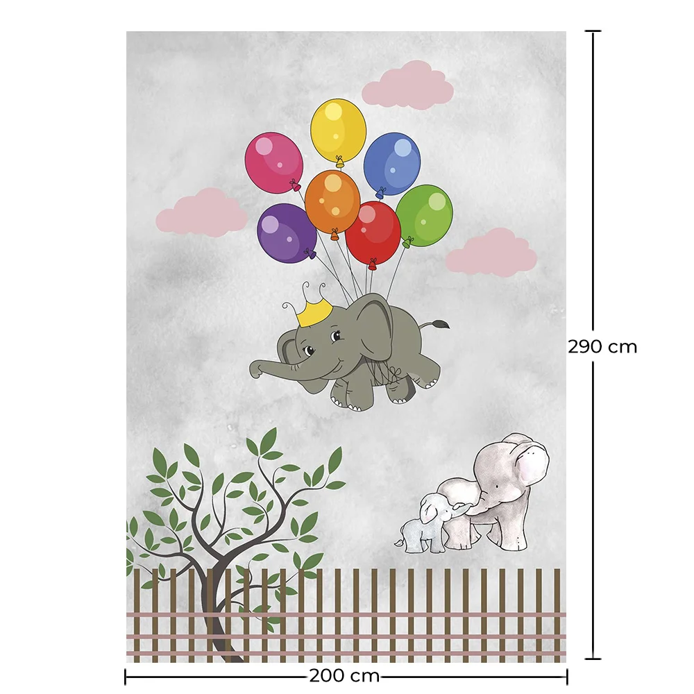 Großer Kinderteppich mit Fliegendem Elefanten-Design - Mehrfarbig (290x200 cm) - Yumal image 10