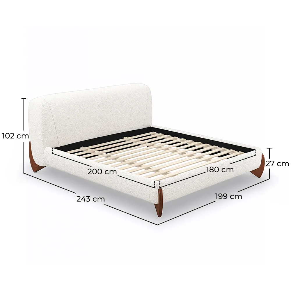 Kopfteil und Lattenrost für 180x200 CM Bett - Bezogen mit Bouclé Stoff - Dream image 10