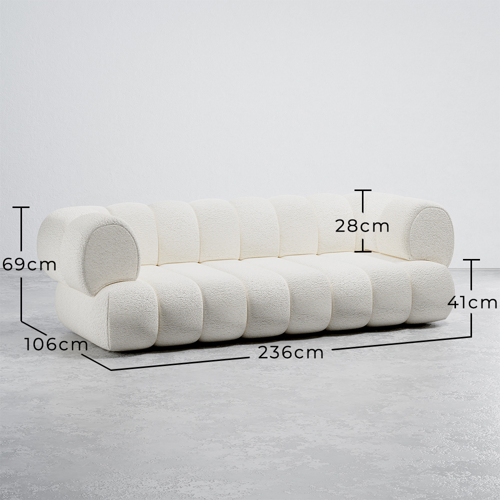 Bouclé Gepolsterte Couch - Moderner Stil - 2/3 Sitzplätze - Gebogener Teddy image 10