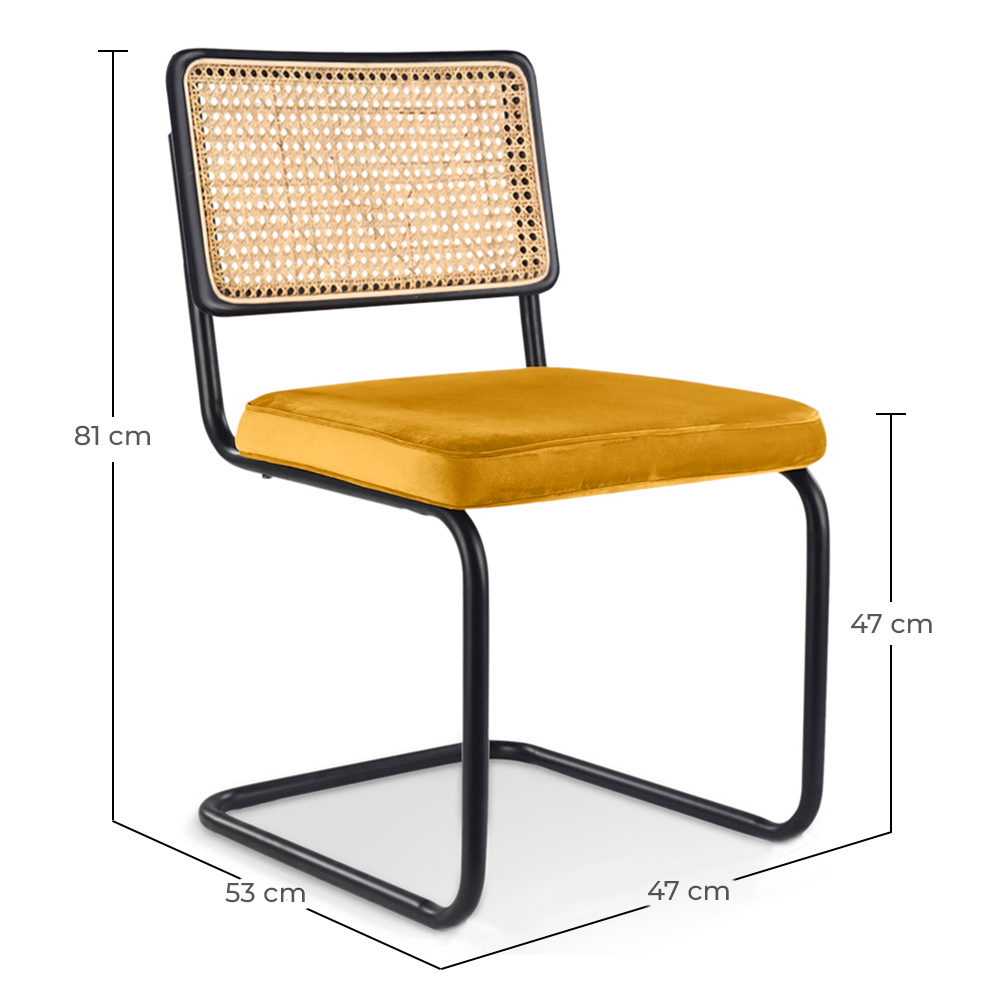 Esszimmerstuhl - Samtpolsterung - Holz & Rattan - Nuova edizione - Puila image 10