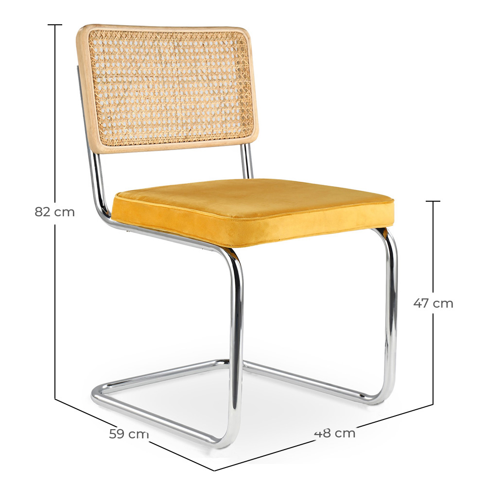 Esszimmerstuhl - gepolstert in Samt - Holz und Rattan - Nuova edizione - Martha image 10