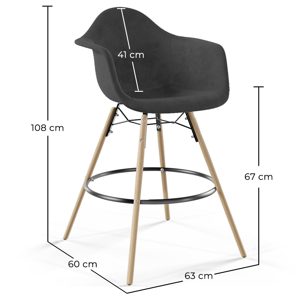 Barhocker aus Samt - Skandinavisches Design und Holzbeine - Nordika image 10