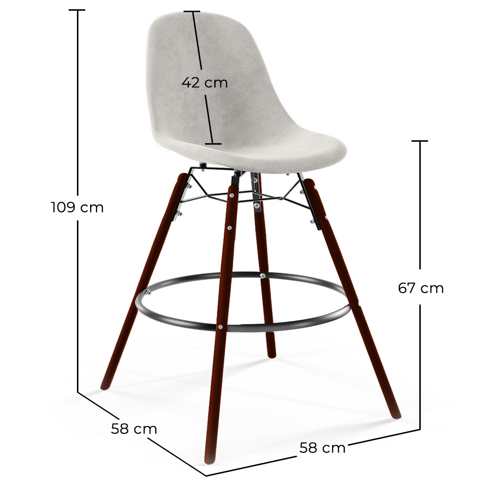 Barhocker aus Samt - Skandinavisches Design und Dunkle Holzbeine - Skögur image 10