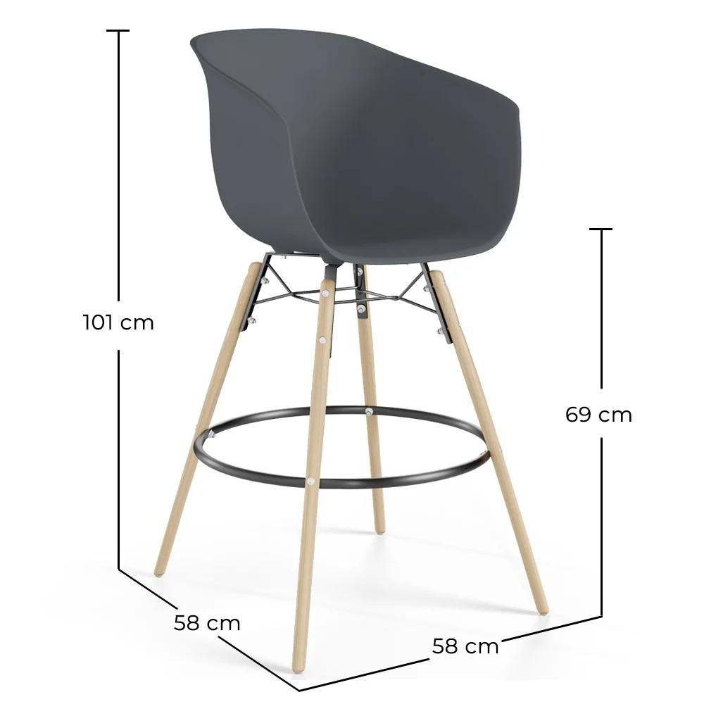 Barhocker - Skandinavisches Design - Naturholzbeine - Melania image 10