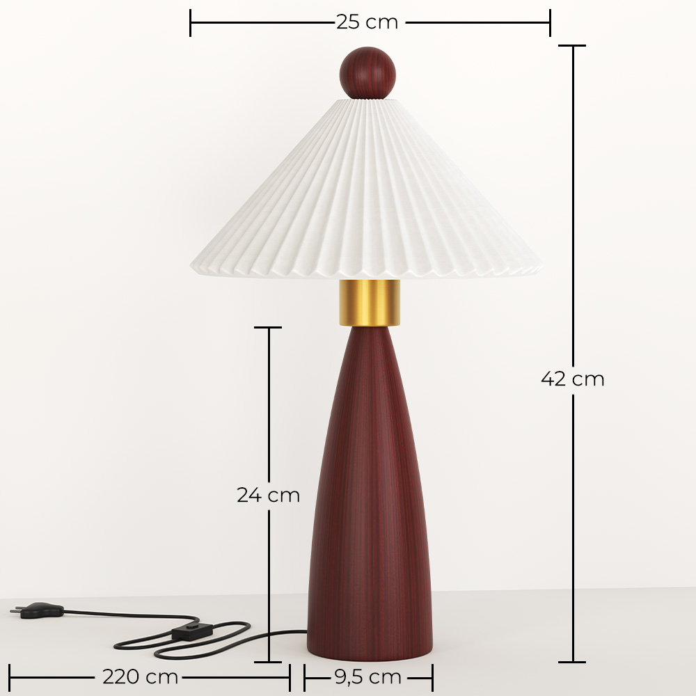 Tischlampe mit Holzsockel und weißem Zementschirm - Ambiana image 10