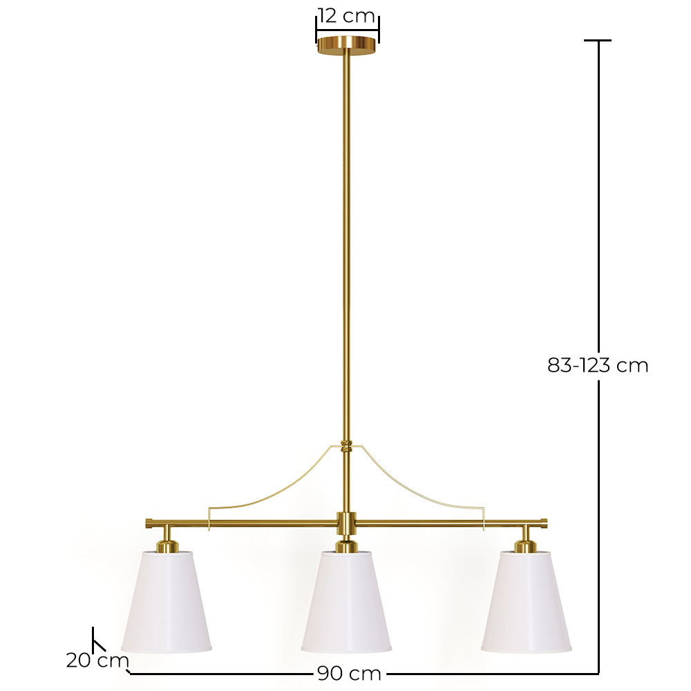 Hängeleuchte aus Metall in gealtertem Gold mit 3 Schirmen - Bubles image 10