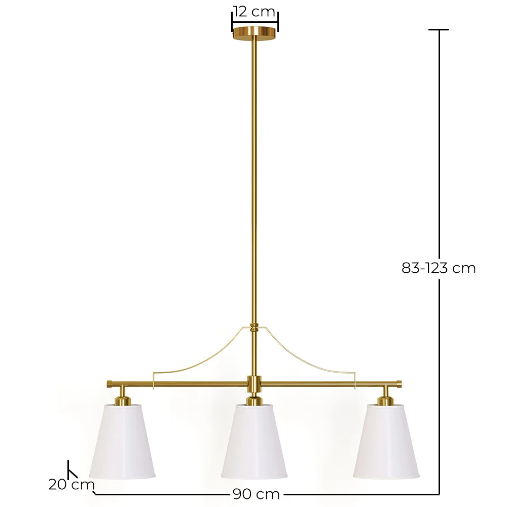 Hängeleuchte aus Metall in gealtertem Gold mit 3 Schirmen - Bubles image 10