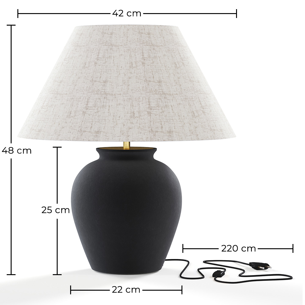 Vintage-Tischlampe - Keramikfuß und Stoffschirm - Luno image 10