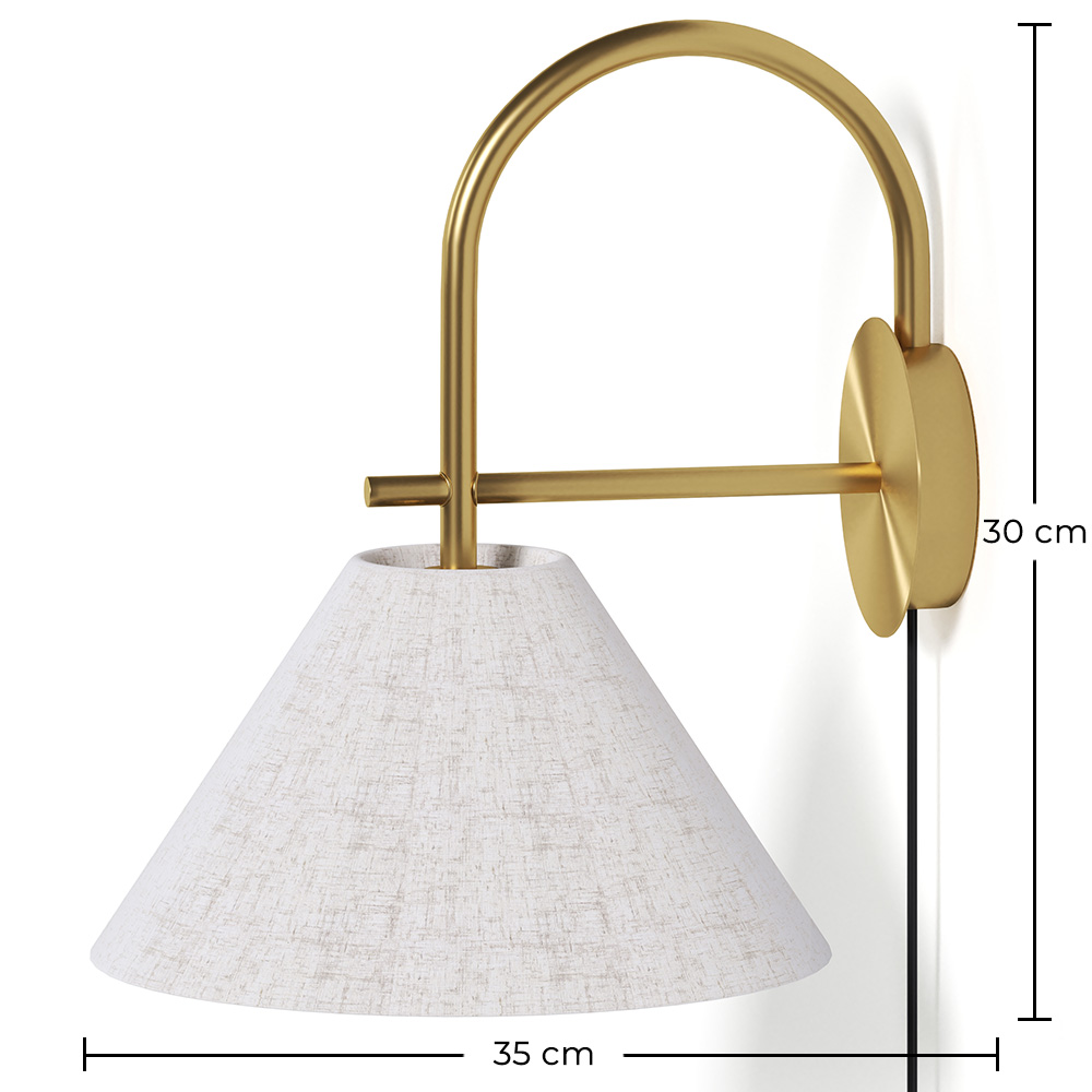 Vintage Goldene Wandleuchte mit Stecker und Schalter - Boly image 10