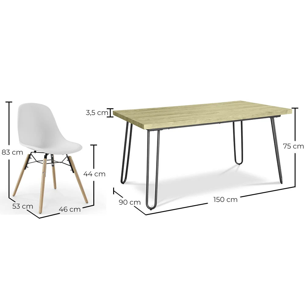 Tischset Hairpin (90x150 cm) + 6 Essstühle Nordische Skögur image 10